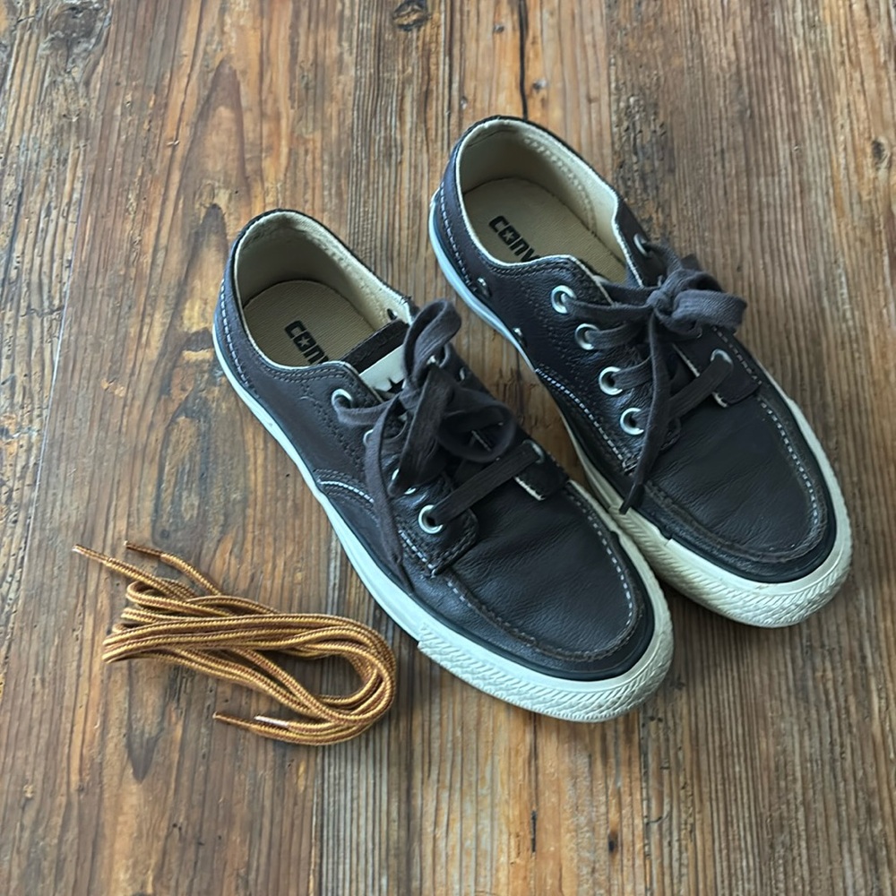 Converse brown leather boat shoes